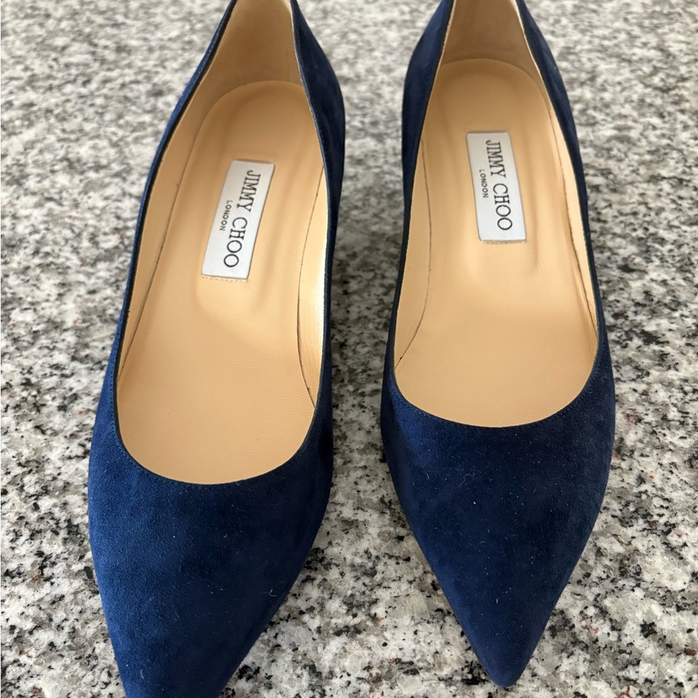 Jimmy Choo Navy Suede Heels